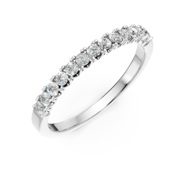 Inel semi eternity din aur alb cu diamante de 0.2ct