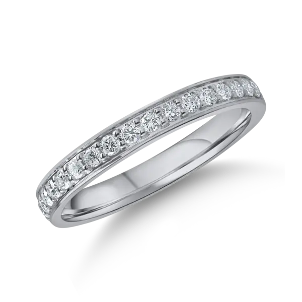 Inel semi eternity din aur alb cu diamante de 0.2ct