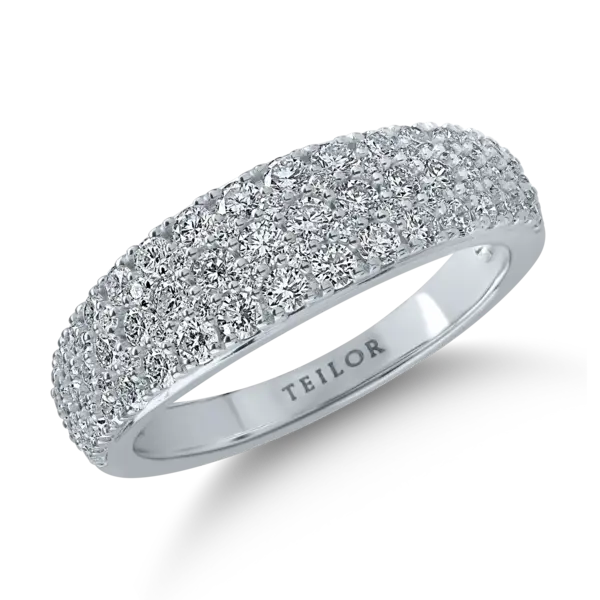 Inel semi eternity din aur alb cu diamante de 1.04ct
