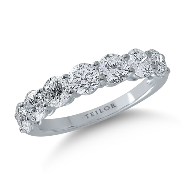 Inel semi eternity din aur alb cu diamante de 2.12ct