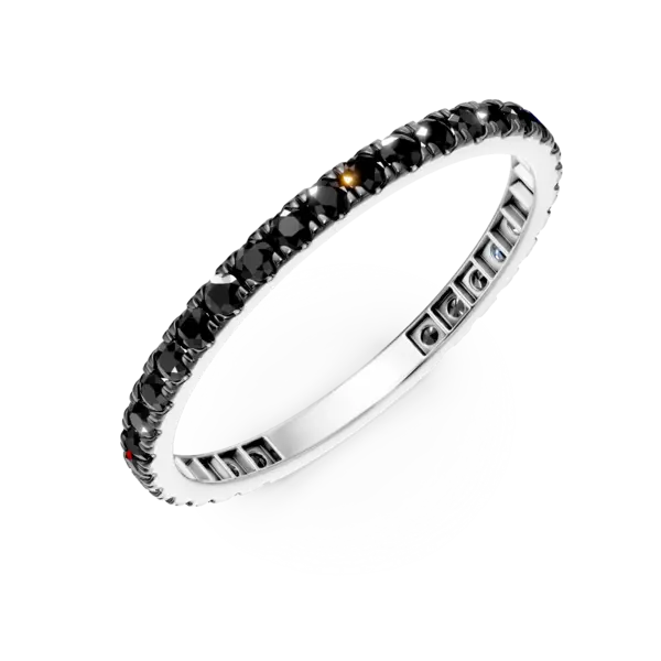 Inel semi eternity din aur alb cu diamante negre de 0.5ct
