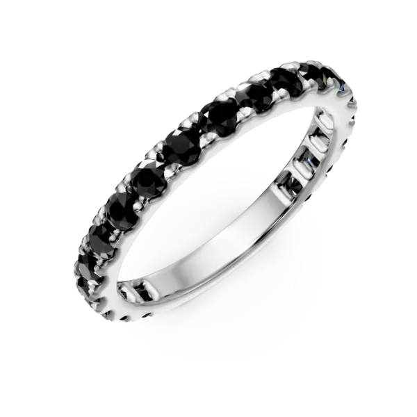Inel semi eternity din aur alb cu diamante negre de 0.94ct