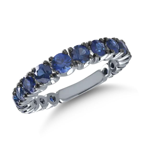 Inel semi eternity din aur alb cu safire de 1.96ct