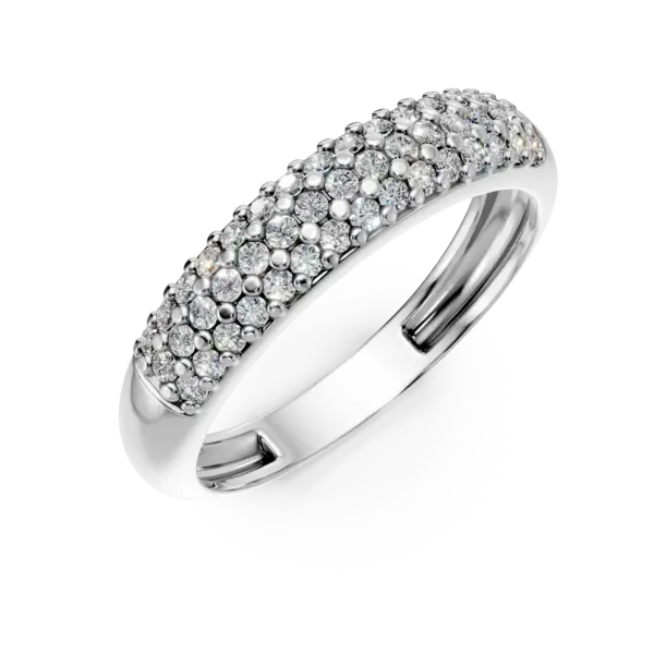 Inel semi eternity din aur alb cu zirconia microsetting