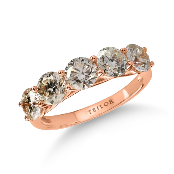 Inel semi eternity din aur roz cu diamante maro de 2.3ct