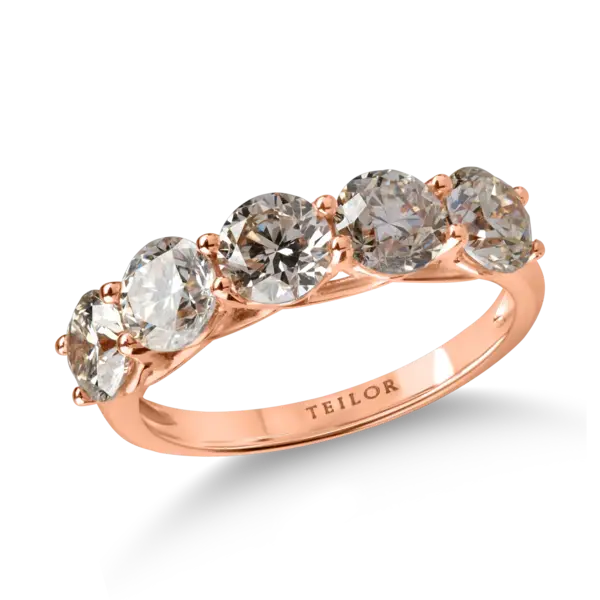 Inel semi eternity din aur roz cu diamante maro de 2.4ct