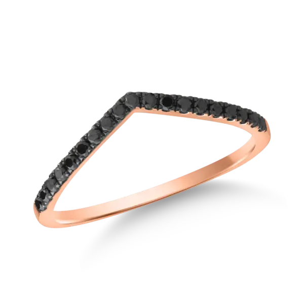 Inel semi eternity din aur roz cu diamante negre de 0.1ct