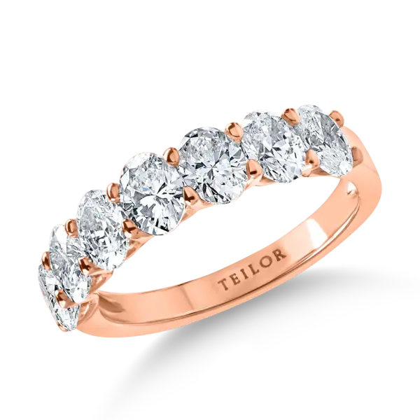 Inel semi eternity din aur roz cu diamante oval de 2.2ct