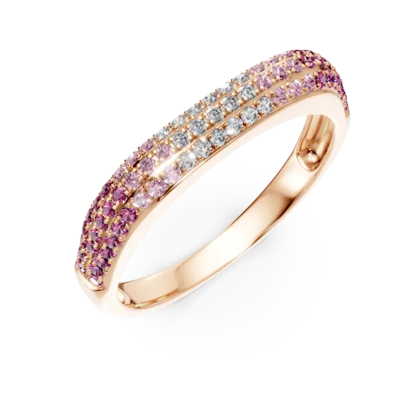 Inel semi eternity din aur roz cu safire si diamante de 0.57ct
