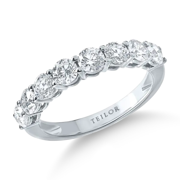 Inel semieternity din aur alb cu diamante de 1.5ct