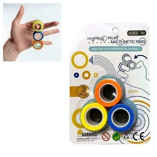 Inele magnetice pentru trucuri Johntoy - 3 bucati, multicolore
