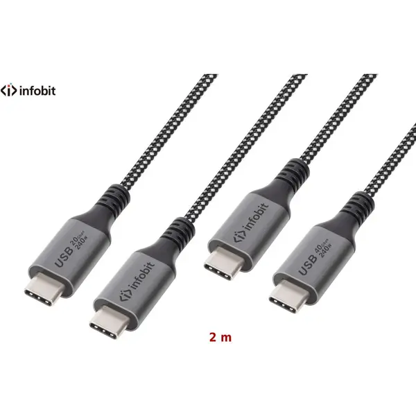 Infobit Cablu USB4 type C to C, Infobit iCable-U4-CC2020, 20Gbps, E-Marker, 2m