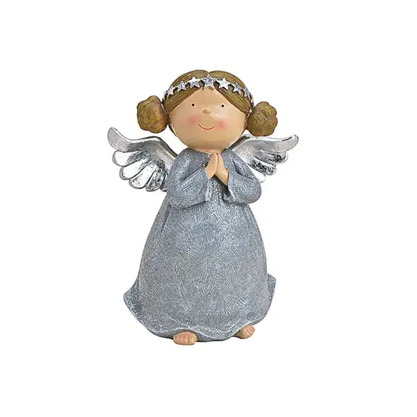 Ingeras decorativ gri argintiu Statueta Craciun 31 cm