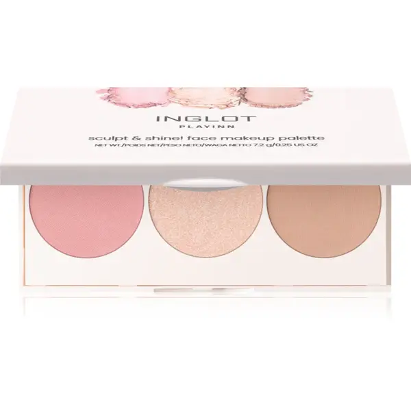 Inglot Face Palette iluminator, pudră bronzantă și blush culoare Good Mood 7.2 g