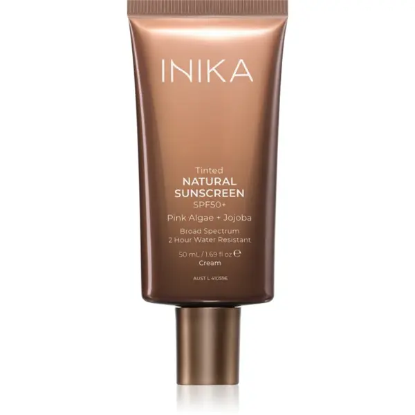 INIKA Organic Tinted Natural Sunscreen lotiune de plaja tonifianta SPF 50+ 50 ml
