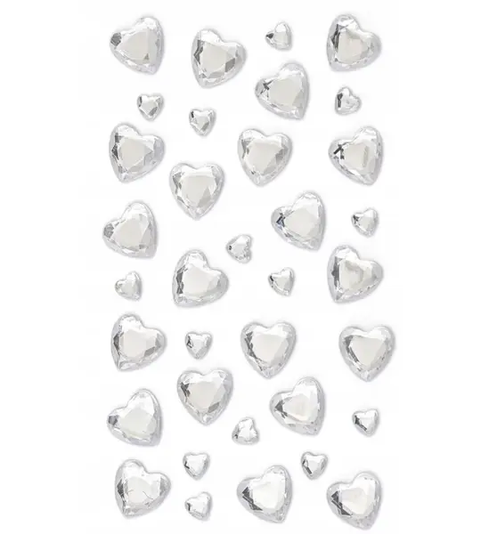 Inimi cristale autoadezive pentru activitati crafts,2 dimensiuni 5 10 mm,85 bucati set