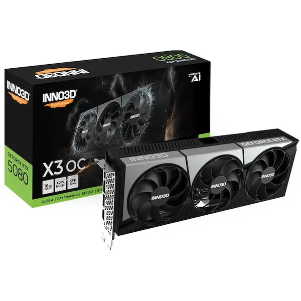 INNO3D Placa video gaming, Inno3D GeForce RTX 5080 x 3 OC, NVIDIA 16 GB, GDDR7, 256-bit ,DLSS 4.0