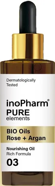 InoPharm Ser pentru față și gât, uleiuri de trandafir și argan, 30 ml