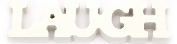 Inscripție de lemn pentru decorareEm Art - Laugh, 15.05 x 4 x 1.25 cm, alb