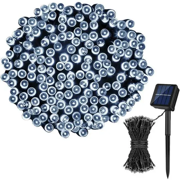 Instalatie solara 300 LED, 30 metri, Alb rece