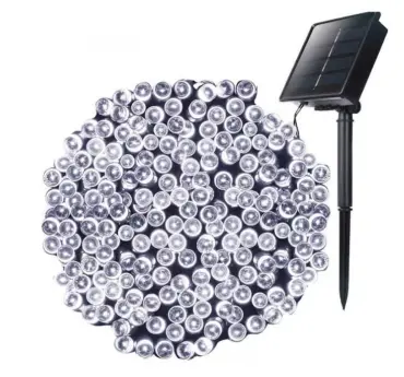 Instalatie solara decorativa lungime 30 metri cu 300 LED ALB RECE