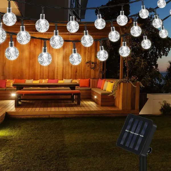 Instalatie solara LED 50 globulete, Alb rece