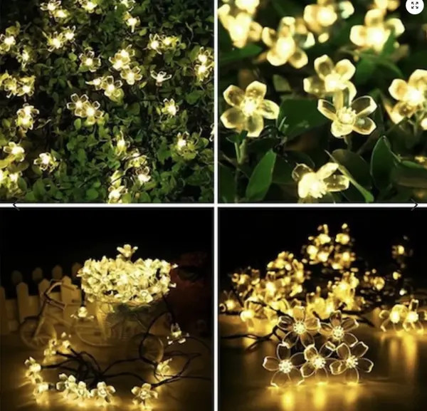 Instalatie Solara pentru Gradina - Flori de Cires cu 50 LED-uri, Alb Cald