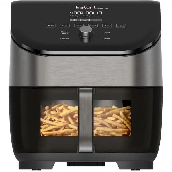 Instant Pot Friteuza cu aer cald Instant Pot Vortex Plus 6 ClearCook & OdorErase, 1450~1700W, V5.7L, 6 functii, Termostat reglabil (35~205°C), Fereastra monitorizare, Lumina interna, Tehnologie EvenCrisp, Stainless Steel