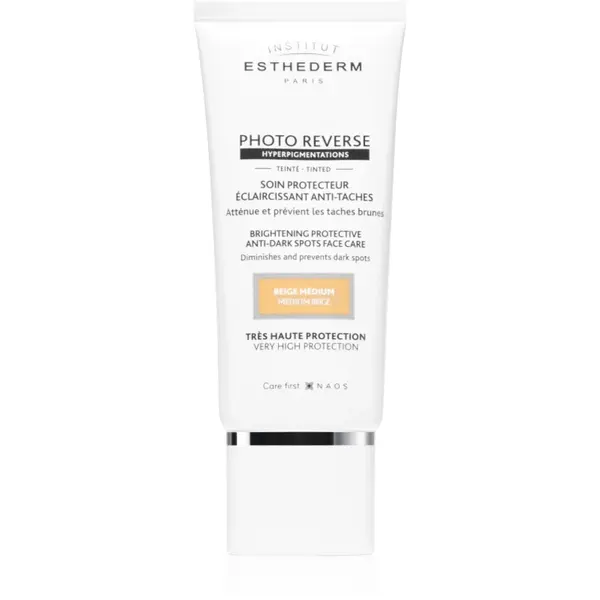 Institut Esthederm Photo Reverse Protective Anti-Dark Spots Tinted Face Care crème de protectie anti-acnee cu o protectie UV ridicata culoare Medium Beige 50 ml