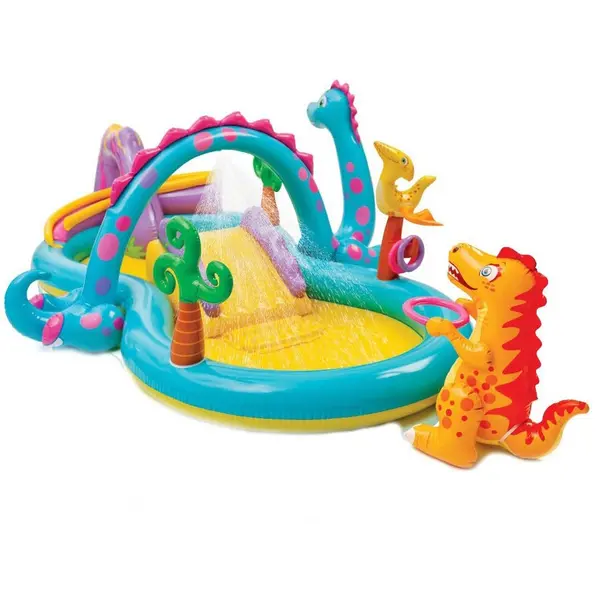 Intex Piscina gonflabila Centru de joaca Intex Dinoland, pentru copii, cu accesorii, 333 x 229 x 112 cm