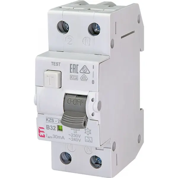 Intrerupator automat diferential RCBO KZS-2M 1P+N 32A/30mA curba B tip A Eti 002173207