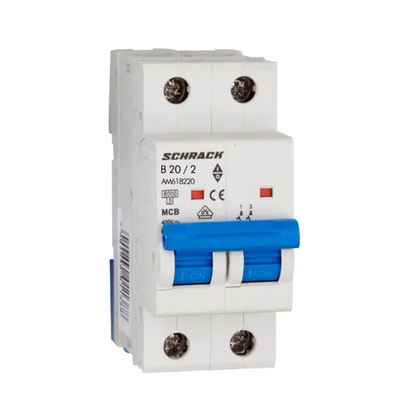 Intrerupator automat modular (MCB) AMPARO, 6kA, B 20A, 2 poli, SCHRACK AM618220
