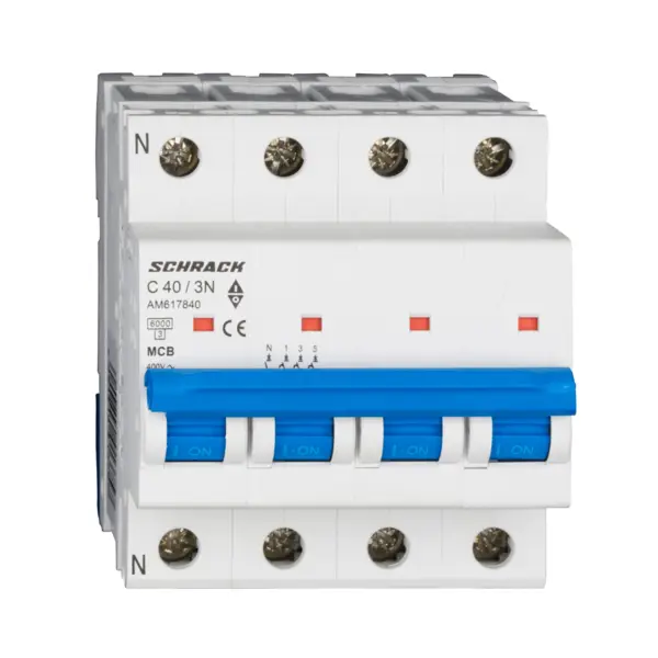 Intrerupator automat modular (MCB) AMPARO, 6kA, C 40A, 3P+N, SCHRACK AM617840