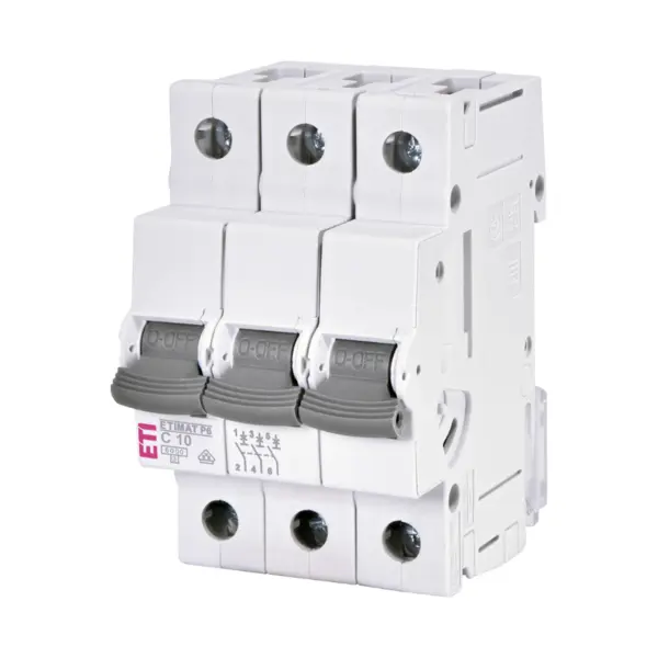 Intrerupator automat tripolar ETIMAT P6 3P C10 10A 6kA 415V AC 001900328