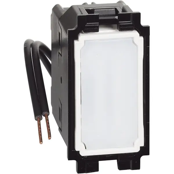 Intrerupator cap cruce, borne cu surub, cu LED albastru Bticino Living Now K4004LB, alb, negru