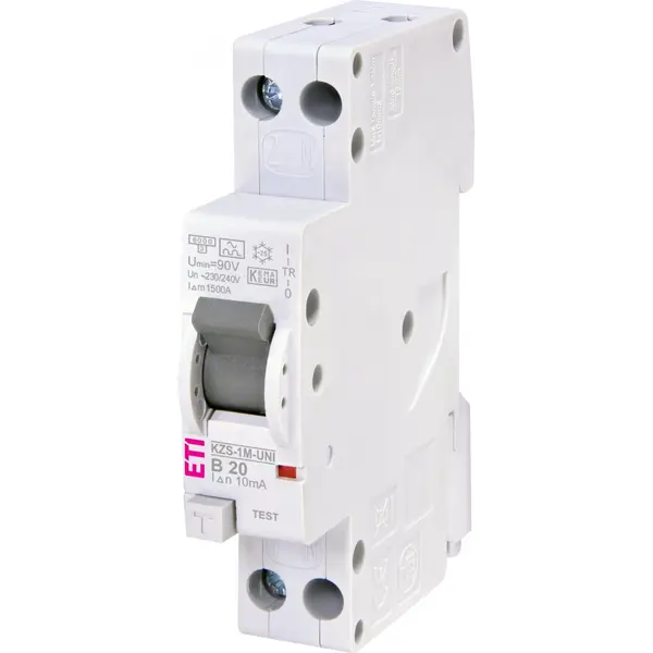 Intrerupator cu protectie diferentiala RCBO 1P+N 20A/10mA, curba B, tip A, 6kA Eti 002176005