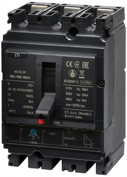 intrerupator de circuit in car nbs-tms 100/3l 63a 3p 004673005