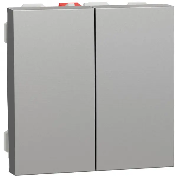 Intrerupator dublu 10A 2m Schneider Noua Unica NU321130, aluminiu