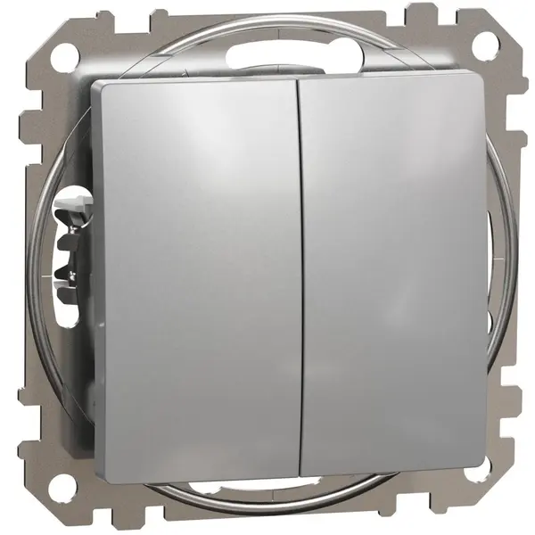 Intrerupator dublu cap scara, Schneider, SDD113108, Sedna Design, aluminiu