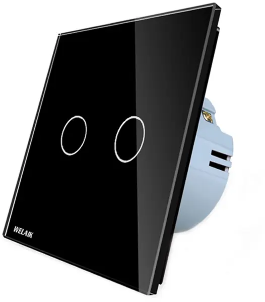 intrerupator dublu cu touch welaik panou din sticla, negru