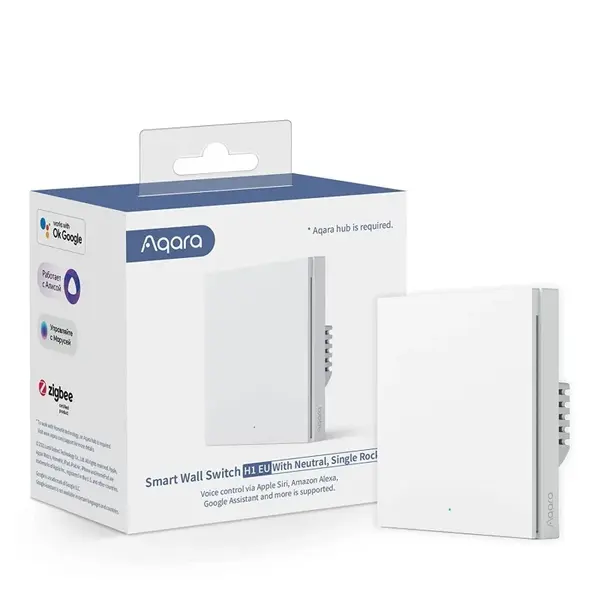 Intrerupator inteligent simplu, cu nul, Aqara Smart Wall Switch H1, WS-EUK03