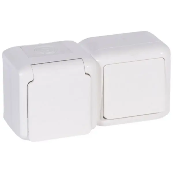 Intrerupator+priza 2P+E aplicat IP44 16A Forix Legrand 782371, alb