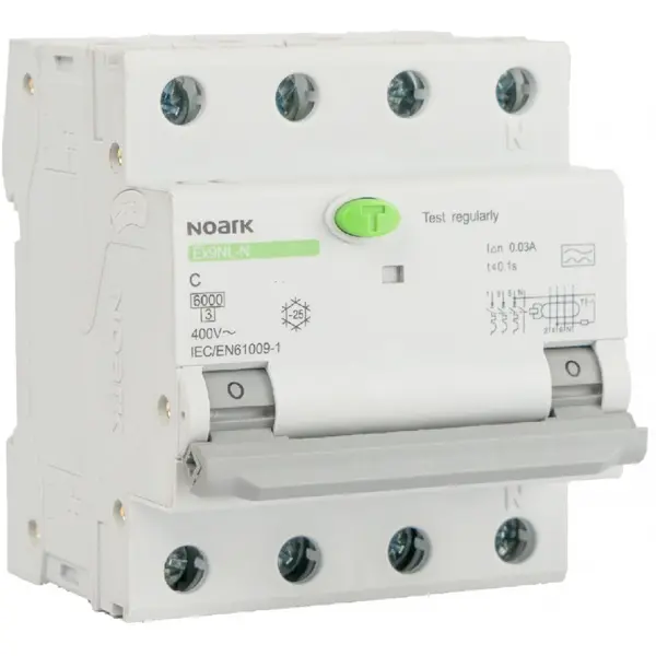 Intrerupator RCBO Ex9NL-N 3P+N 25A/30mA, curba B, tip A, 6kA Noark 111532