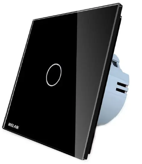 intrerupator simplu cu touch welaik panou din sticla, negru