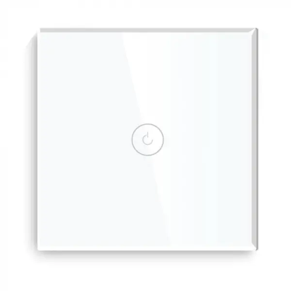 Intrerupator smart cu touch, Wifi, fara nul, 1 canal, alb, 10A, 2.4 GHz