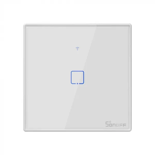Intrerupator smart cu touch, Wifi + RF 433MHz, 1 canal, 2A, alb, Sonoff T2EU1C-TX