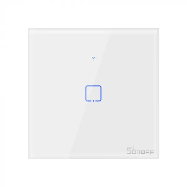 Intrerupator smart cu touch, Wifi + RF 433MHz, 1 canal, 2A, Sonoff T1EU1C-TX