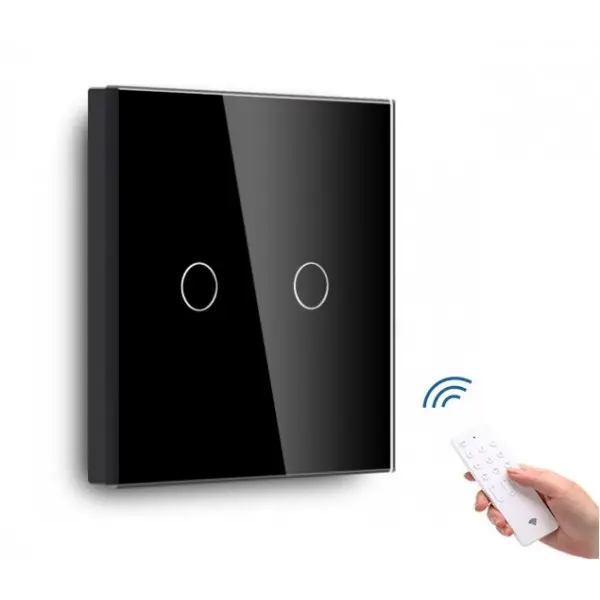 Întrerupător tactil dublu cu senzor telecomandă M1 negru