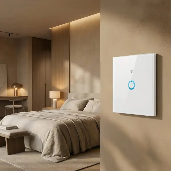 Intrerupator touch simplu WI-FI, sticla securizata, alb - Default Title