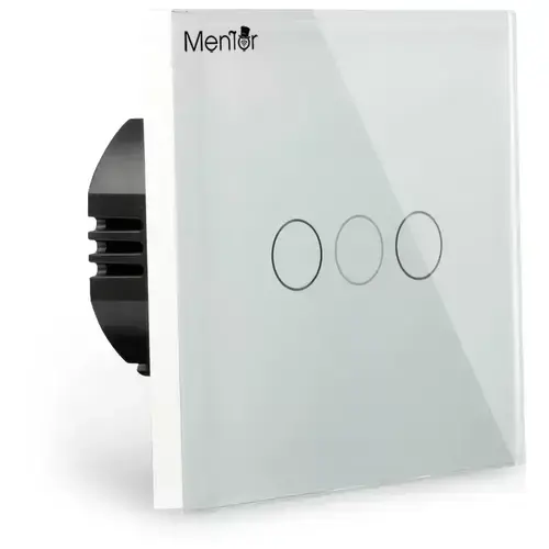 Intrerupator touch triplu Smart wireless Mentor ES044 WiFi 3x600W 10A cu NUL